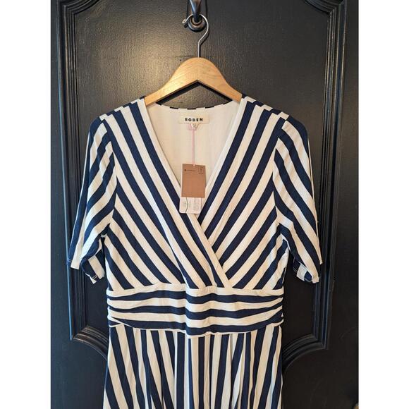 Boden Kassidy Navy & White, Striped, Fit & Flare Knit Midi Dress - NWT - Size 12 - Picture 6 of 6